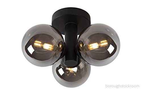 Lucide Badrumstaklampa Trudy, 3 lampor, svart/rök 5411212741028