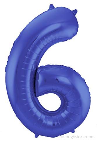 Folat Blå metallfolie ballong nummer 6 86 cm 8714572659260