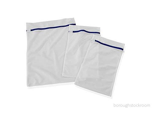 Leifheit Tvätt delikat underkläder 3 nätväskor: Två 1 kg: 25 x 45 cm och en stor 2 kg 40 55 säker dragkedja öppning stängning, polyester, medium 4006501817266