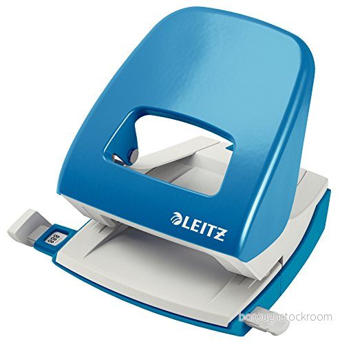 Leitz hål punch, 30 ark, styrstång med formatmarkeringar, metall, NeXXt räcke, 50080030 ljusblå 4002432101153