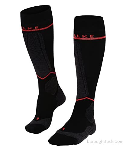 FALKE dam Skidstrumpor SK Energizing Wool W Kh ull funktionsmaterial med kompression 1 par, Svart Black-Neon Red 3178 - Omkrets vader W2, 39-42 W2 4043876878034