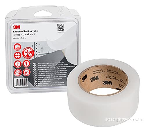 3M Högpresterande tätningstejp 4411N vidhäftning vid kontakt med många metaller och plast utan torktider, droppar eller smuts 50 mm x 5,5 m, genomskinlig, tjocklek 1,0 (1 pack) 4054596405134