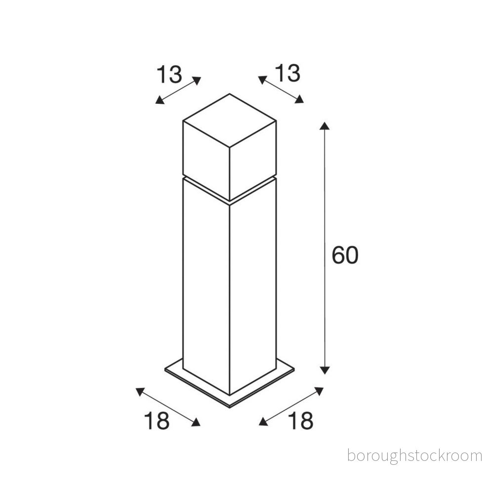SLV LED utomhusbelysning square pol 60 design för utomhusgolvlampa, snygg dimbar väglampa, pollarlampa, vägbelysning, trädgårdslampa E27, EEK A A++, max. 20 W 4024163180900