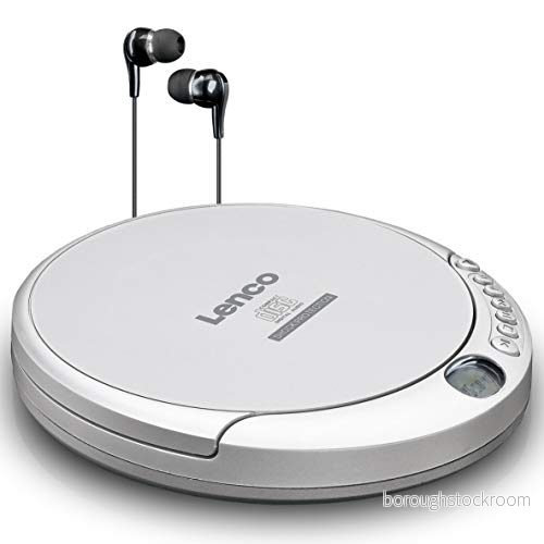 Lenco CD 201S Bärbar spelare med Hörlurar och Mikrofon, USB laddningskabel, Silver 8711902041429