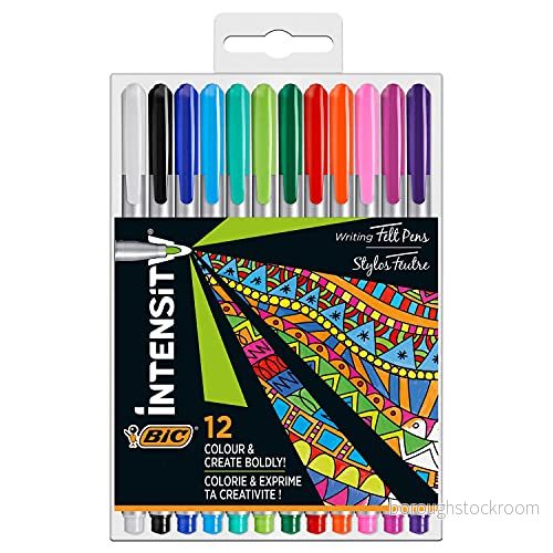 BIC intensitet fina filtpennor Caja de 12 rotuladores punta media BLANDAT 3086123538818