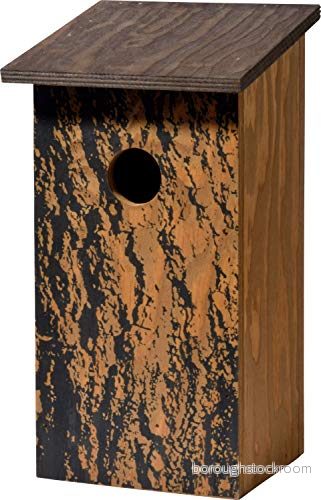 dobar 11015e klassisk fågelholk med trädbarkstryck Quercus Robur, mesholk för upphängning, 15,5 x 14,5 30 cm, en storlek, ek 4055894110157