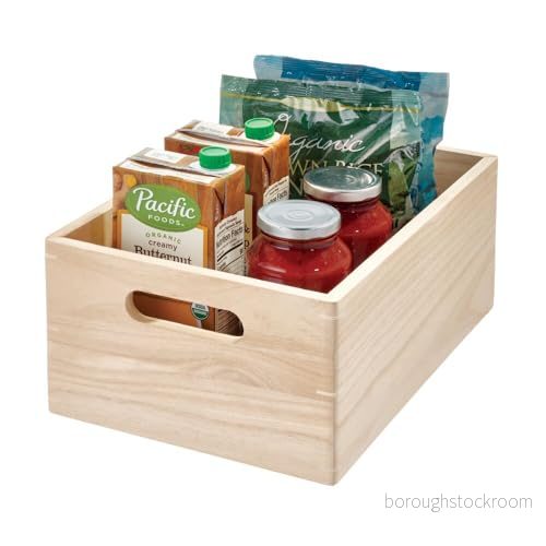 iDesign Extra stor paulownia trä multifunktionell förvaringsfack med handtag, naturlig 81492050469