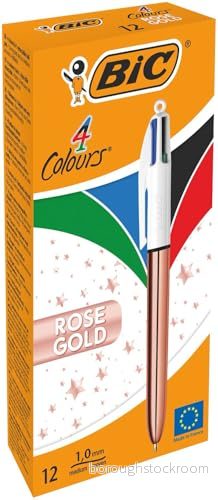 Bic 4 färger, 1 mm spets penna tunna rosguld, förpackning med 12 3086123651739