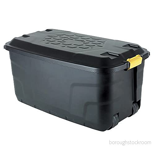 Heavy Duty Strata förvaringsfodral med lock och hjul 110 liter, 77 x 42 54 cm svart 5021711055979