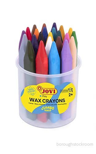 Jovi Jumbo Easy Grip Crayons, Kruka med 24 triangulära kritor, Diverse färger, Superresistent och högpresterande, Glutenfri (975) 8412027025379