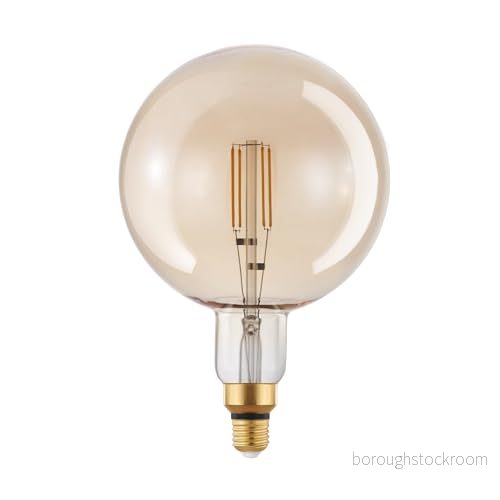 EGLO E27 LED lampa dimbar, extra stor bärnstensfärgad vintage glödlampa Big Size, retro Globe, 4,5 Watt (motsvarar 40 Watt), 470 Lumen, varmvit ljus, 2200k, G200, Ø 20 cm 9008606228379