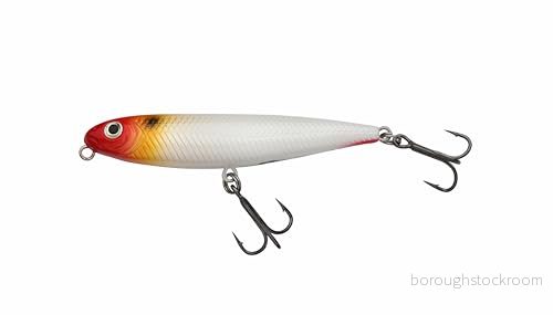 Berkley Pulse Slurp fiskedrag, flytande toppvattenbete, ytligt hårt bete för abborre, havsabborre, betesfiskimitation, lätt att fiska, saltvatten och sötvattensrovdjursfiske, 6,5 cm, rött huvud 28632308288