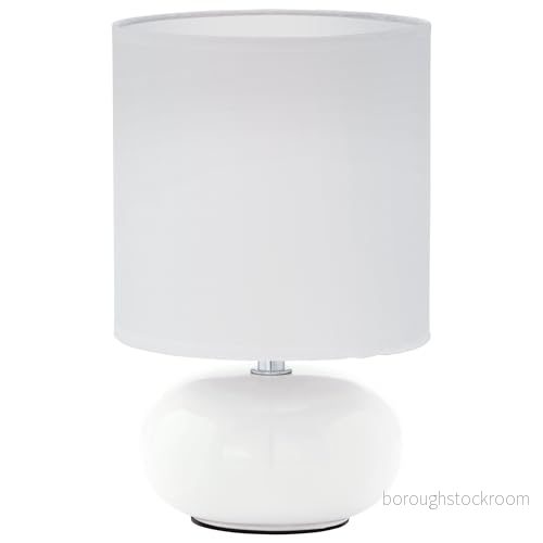 EGLO bord Trondio, av keramik och textil, sänglampa i vitt, vardagsrum, lampa med strömbrytare, E14 sockel 9002759930462 EGLO bord Trondio, av keramik och textil, sänglampa i vitt, vardagsrum, lampa med strömbrytare, E14 sockel 9002759930462