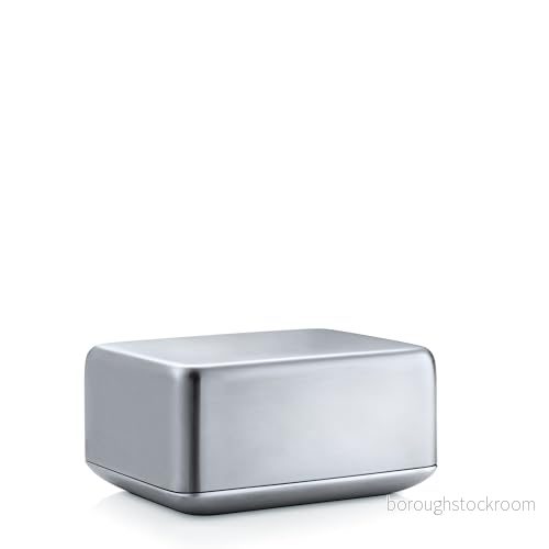 blomus BASIC smörlåda matt rostfritt stål, storlek M: elegant förvaring för färskt smör ((H 6 cm, B 12 L 10 63638) 4008832636387
