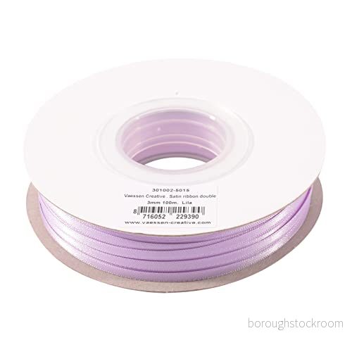 Vaessen Creative satinband 3 mm x 100 m syren, band, dekorband, band för pyssel, tygband bröllop, dop och födelsedagspresenter 8716052229390