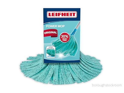 Leifheit Ersättningsmopphuvud för klassisk mopp, viskos plus mopphuvud, viskos, tvättbart i 60 grader, universell skruvgänganslutning till handtag, turkos 4006501520692