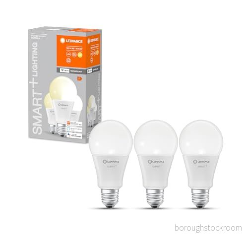 LEDVANCE SMART LED lampa med WiFi teknik, sockel E27, dimbar, varm vit (2 700 K), ersätter glödlampor 100 W, Classic 3 pack 4058075485839