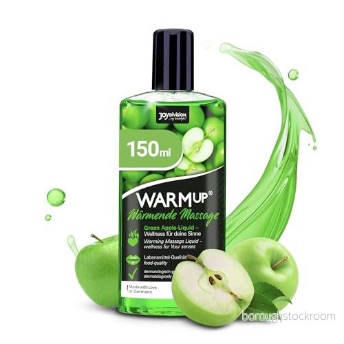 JOYDIVISION Uppvärmningsmassageolja äpple 150 ml Massagevätska med värmande effekt massageolja äppeldoft och smak Massageoljor för par Uppvärmande 4028403143304