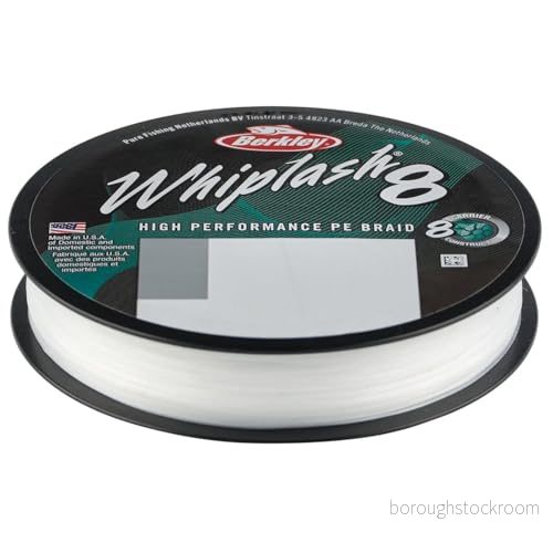 Berkley Whiplash 8 Flätad fiskelina Ultrastark, 100% PE fiber, kärlsfläta för överlägsen gjutning och nötningsbeständighet Sötvatten saltvatten, Crystal 0.010in0.25mm, 88lb40kg, 164yd150m 28632326534