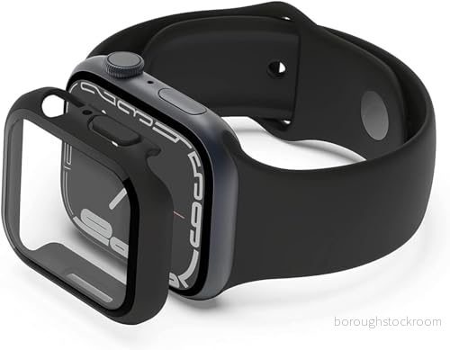 Belkin ScreenForce Apple Watch 40mm, 41mm i serie 8, SE, 7, 6, 5 och 4, stötskydd med inbyggt Tempered Glass skärmskydd, reptåligt enkel montering Svart 745883881314