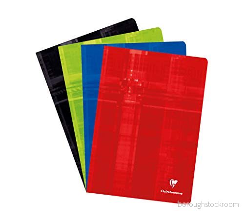 Clairefontaine Ref 31522C häftbunden anteckningsbok (60 ark) A4 storlek, fyrkantiga linjer, 90 gsm borstat velumpapper, laminerat kartongskydd slumpmässig färg 3329680315226