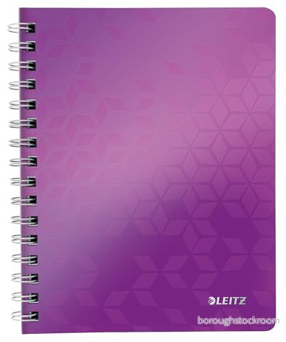 Leitz WOW Anteckningsblock med mjuk pärm, A5, 80 ark, linjerad, spiralbundet, vitt papper, 90 g/m2, lila, 46390062 4002432107780