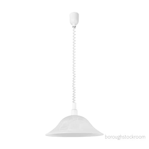 EGLO taklampa Alessandra, 1 ljus med spiralledning, justerbar i höjdled, klassisk taklampa, kökslampa av plast och alabasterglas, matbordslampa vitt E27 sockel 9002759335502
