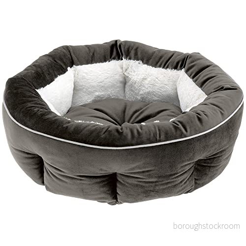 Ferplast kattbädd hundbädd MARQUIS 45, husdjurskudde, mjukt sammet, tvättbar, Ø 45 x 16 cm grå 8010690170879
