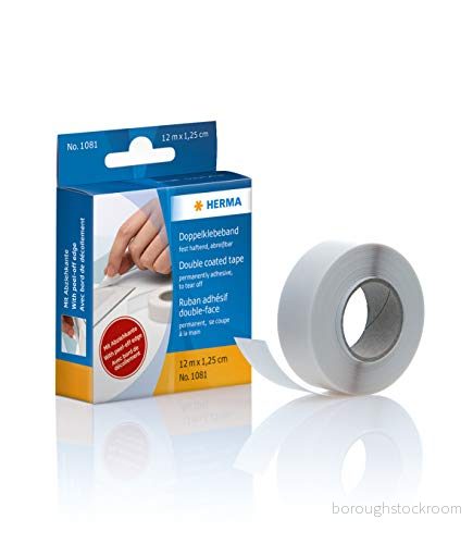Herma 1081 dubbelsidig tejp i automaten 12 m x mm, extra stark, permanent fästande, bred tvåsidig självhäftande ändlösa band, klisterlappar, 1 rulle med avtagbar kant 4008705010818