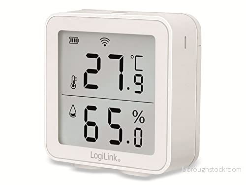 LogiLink SC0116 Termo hygro mätare, Wi Fi fjärrövervakning (via Smart Life app) för hälsosam luftkvalitet, Amazon Alexa & Google röststyrning, vit 4052792065718