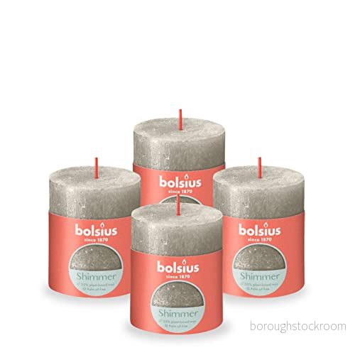 Bolsius Rustikt Ljus Shimmer Champagne 8cm 4 Stycken 8717847150660