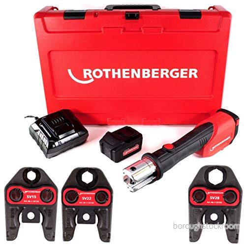 ROTHENBERGER ROMAX 4000 set pressmaskin standard, EU, 4 Ah batterikapacitet, SV pressbackar kontur, 15 mm 22 arbetsområde diameter 100001924 pressverktyg för rör 4004625427279