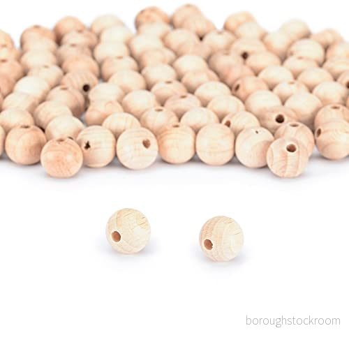Vaessen Creative 11006 004 obehandlade träpärlor, ø 15 mm, 100 stycken, runda pärlor för pyssel av gör det själv handgjorda dekorationer, smycken, hantverk, trä, del 8716052232246