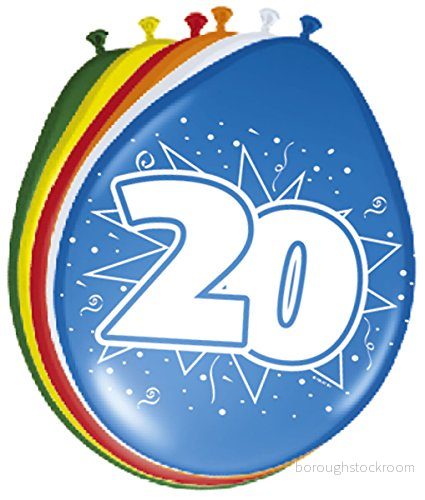 Folat 20 års ballonger 30cm 8 st 8714572082228