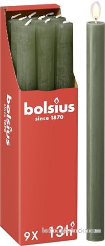 Bolsius Dinner Candle Rustic Fresh Olive 27 cm 9 Pieces 8717847158802