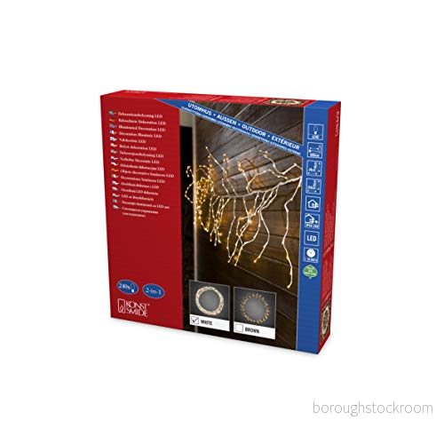 Konstsmide 3367-100 LED dekoration "variabel ljuskran/ljusgirlande", vit/för utomhus (IP44)/24 V yttertak/240 varma vita dioder/vit kabel 7318303365102