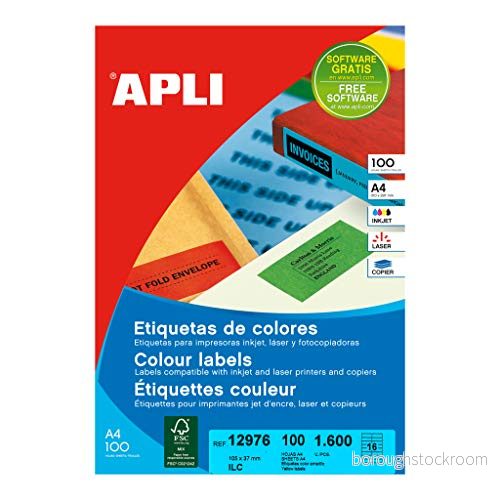 APLI 12976 Permanenta gula etiketter 105,0 x 37,0 mm 100 ark 8410782129769