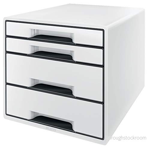 Förvaringslåda 4 lådor Leitz 5252 vit/svart 4002432115471