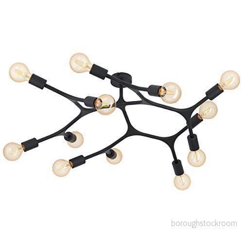 Eglo Bocadella 1, taklampa med 12 ljuskällor, industriell, extravagant, vardagsrum av stål i svart, kök, halllampa, tak E27 sockel 9002759983192