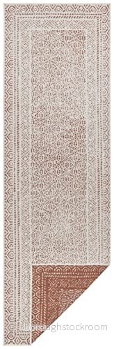Hanse Home Platt vävd vändbar matta, ram för inomhus och utomhusbruk (100% polypropen, UV väderbeständig, lämplig golvvärme), storlek: 80 x 250 cm, färg: terrakotta/gräddvit 4260659062569