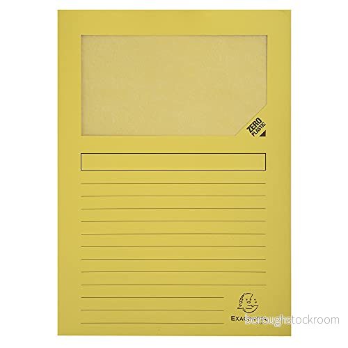 Exacompta Ref 50109E Förpackning med 100 Forever® fönstermappar 120 g/m² klara färger 100% återvunna och Blue Angel certifierade mappar storlek 22 x 31 cm för A4 färg gul 3130630501091