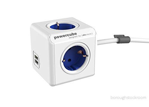 allocacoc PowerCube Extended USB inkl. 1,5 m kabel blå typ F 8718444085591