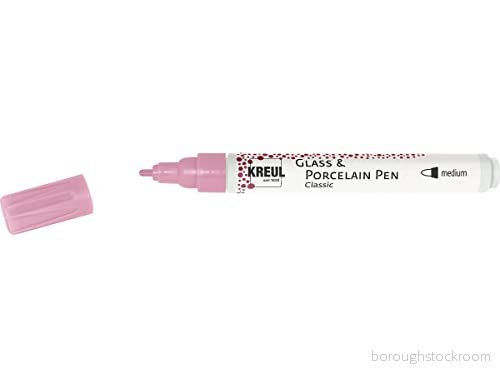 KREUL 16404 Klassisk medium glas och porslinspenna, rosa, formstabil rund spets, linjetjocklek ca 24 mm, porslinsmålningspenna med briljant, täckande ljusbeständig vattenbaserad färg 4000798164041