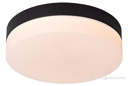 LUCIDE BISKIT Taklampa för badrum Ø 23 cm LED 1 x 12 W, 2 700K IP44 Rörelsedetektor och dag/natt svart 5411212792136