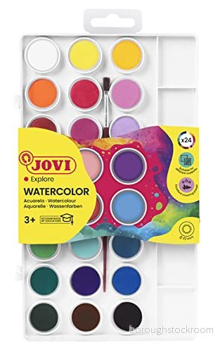 Jovi vattenfärglådor, 24 vattenfärger med pensel och blandpalett, 1 styck (1 pack) 8412027000543