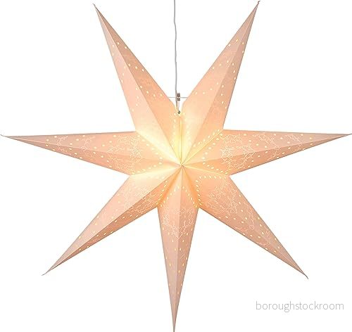 Eglo Julstjärna för inomhusbruk, dekorativ stjärna upplyst av papper upphängning, fönsterljusstjärna i vitt, 3D adventsstjärna med kabel, E14 9008606224548