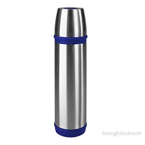 Emsa 502472 Kapten isolerad flaska, skruvlock, 500 ml, rostfritt stål/blå 4009049202174