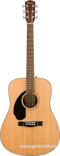 Fender CD 60S Dreadnought akustisk gitarr, vänsterhänt, valnötsgreppbräda, naturlig, levereras med gratis virtuella lektioner 885978875696