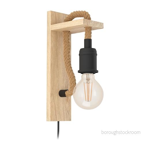 Eglo Vägglampa Rampside av trä och rep utan skärm 9002759431976