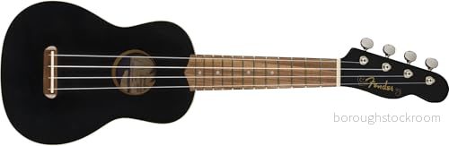 Fender Venice Sopran ukulele, svart klassisk lätt och kompakt, varmt ljud, bekväm spelkänsla, perfekt för nybörjare avancerade, inklusive virtuell Play kurser 885978091607